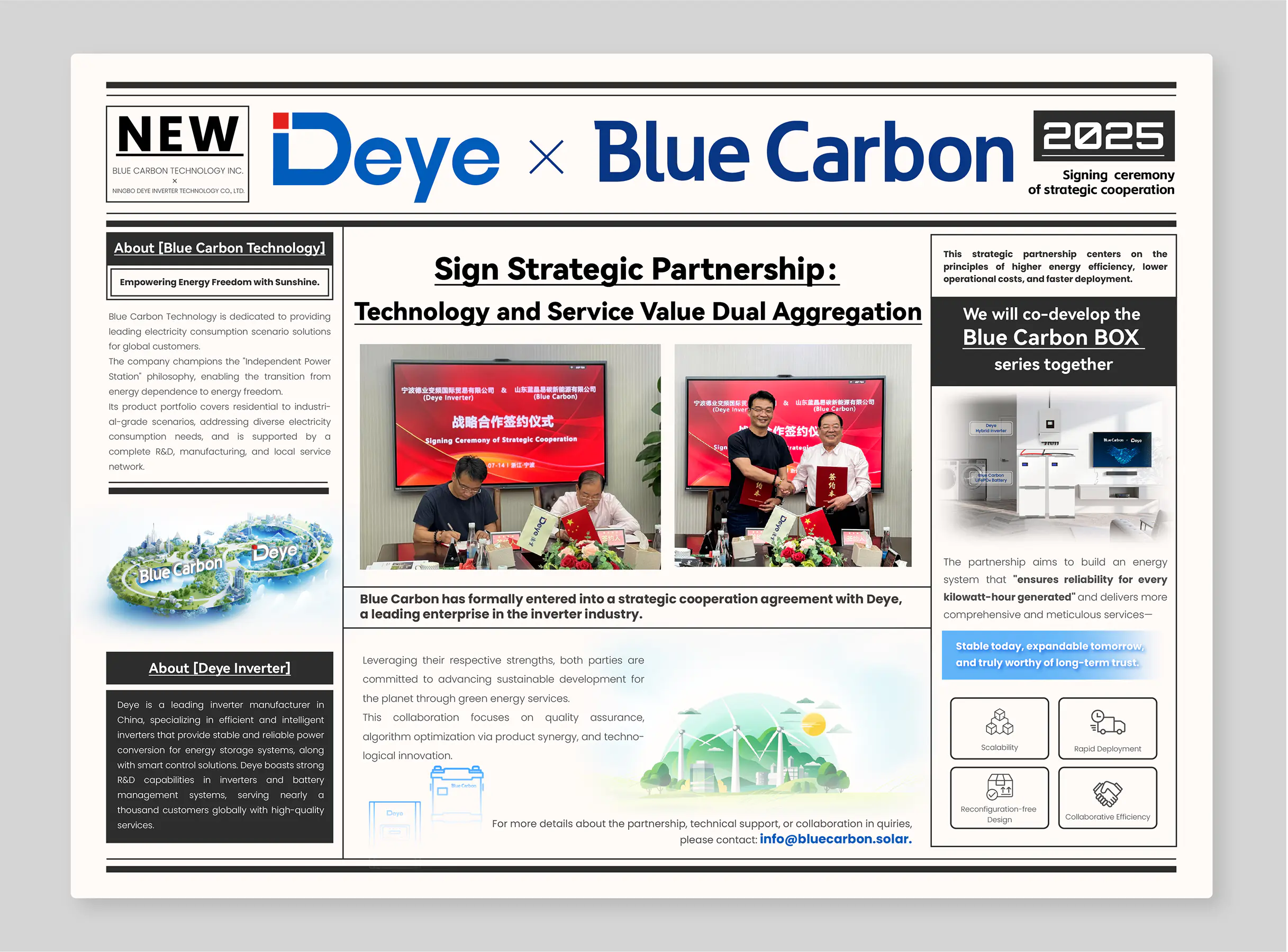 DEYE và Blue Carbon ký hợp tác chiến lược để hợp tác phát triển loạt phim Blue Blue Carbon Box